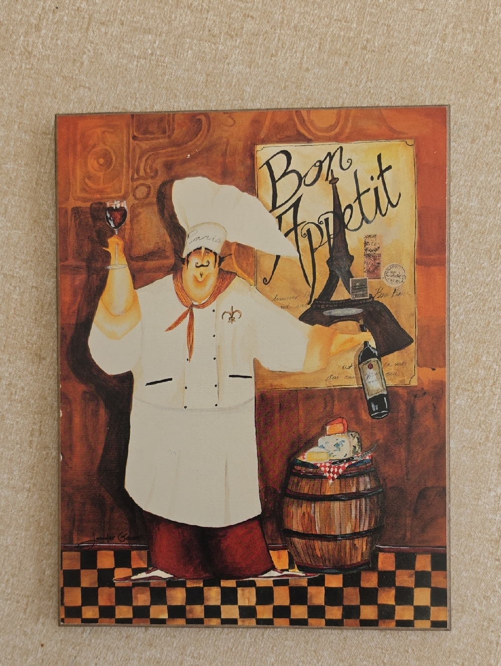 Chef Artwork Canvas Print - Brown/White Bon Appetit Wall Art